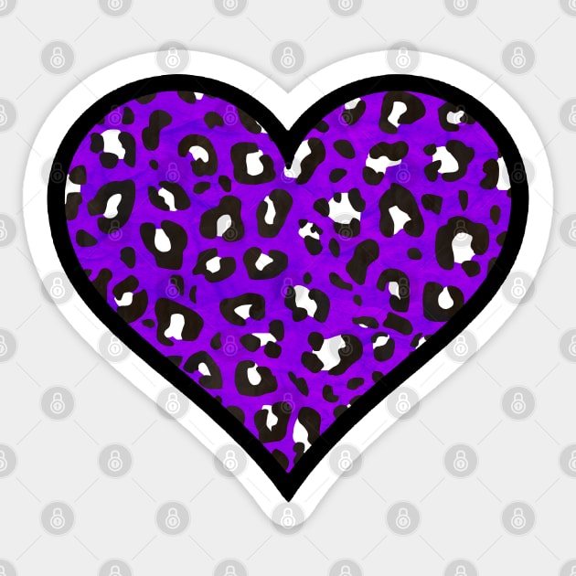 Purple, Black and White Leopard Print Heart Sticker by bumblefuzzies